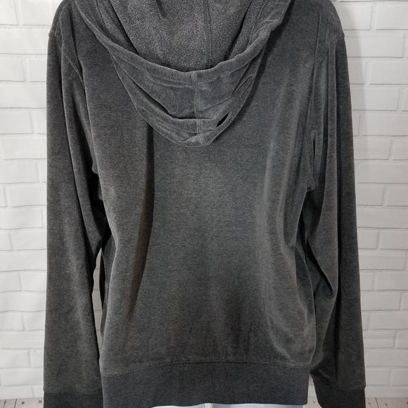 Nana Fashion Gray Velvet Zip Front Jogger Hoodie - Picture 3 of 10